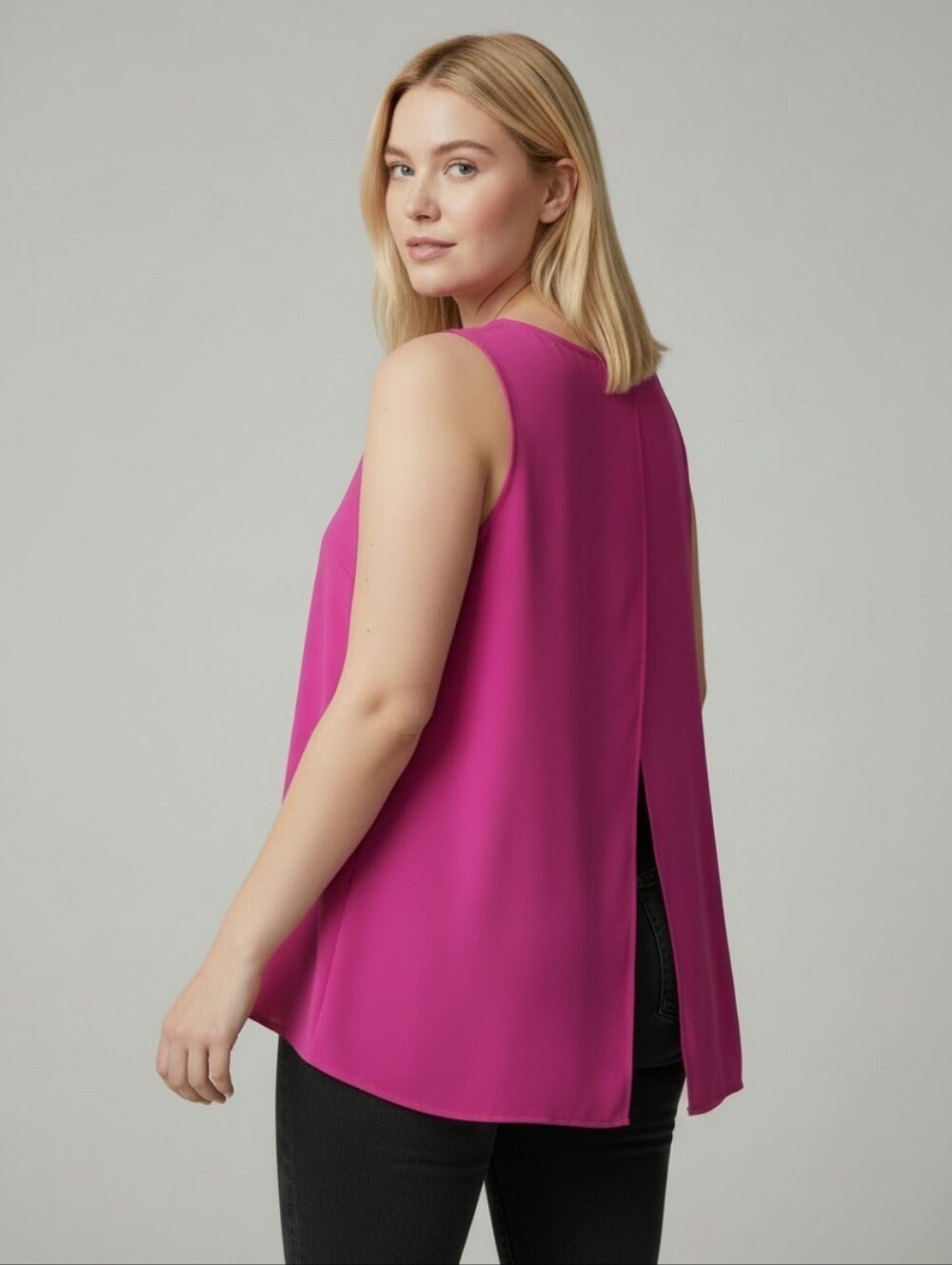 Forever 21 Split-Back Fuchsia Sleeveless Scoop Neck Tank